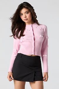 3D Bow Button-Up Cardigan