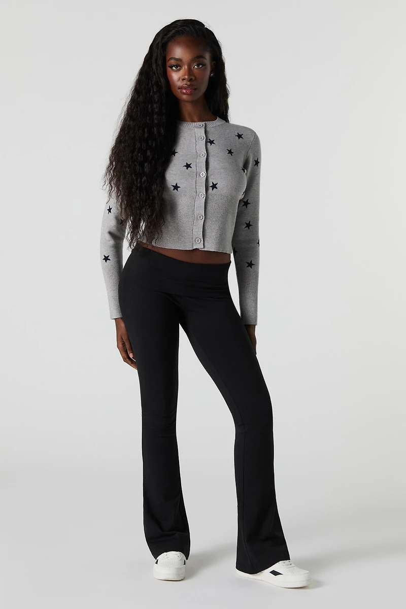 Jacquard Knit Buton-Up Cardigan