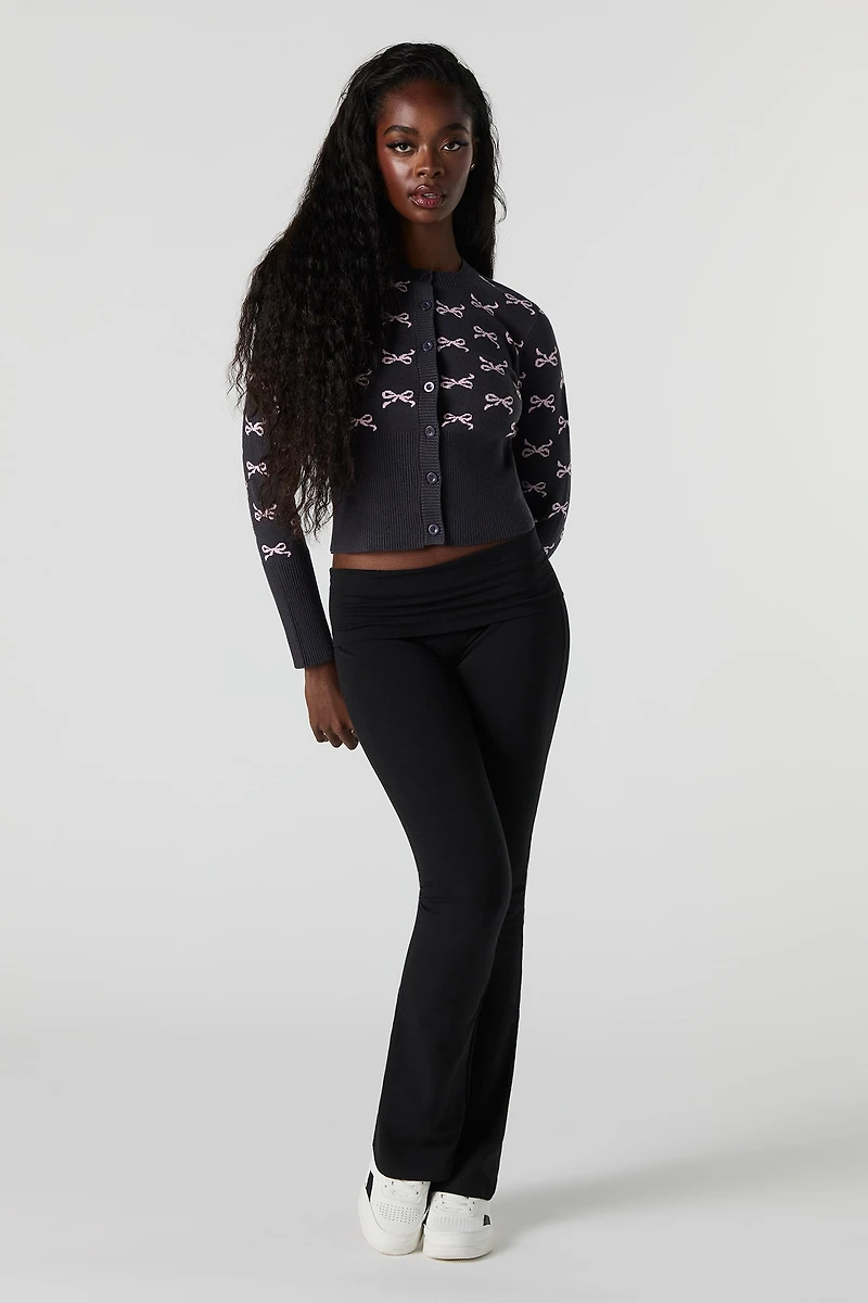 Jacquard Knit Button-Up Cardigan