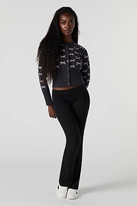 Jacquard Knit Button-Up Cardigan