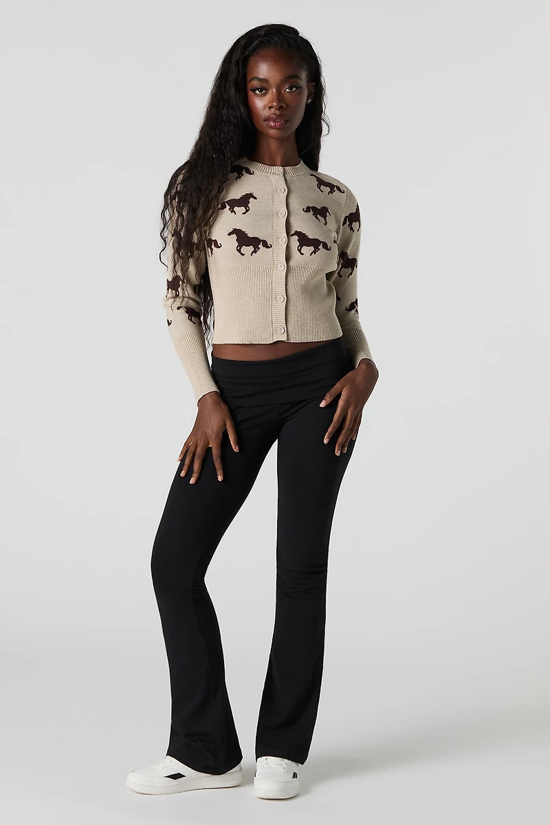 Jacquard Knit Buton-Up Cardigan