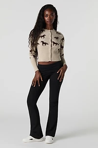 Jacquard Knit Buton-Up Cardigan