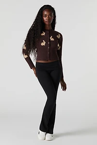 Jacquard Knit Buton-Up Cardigan