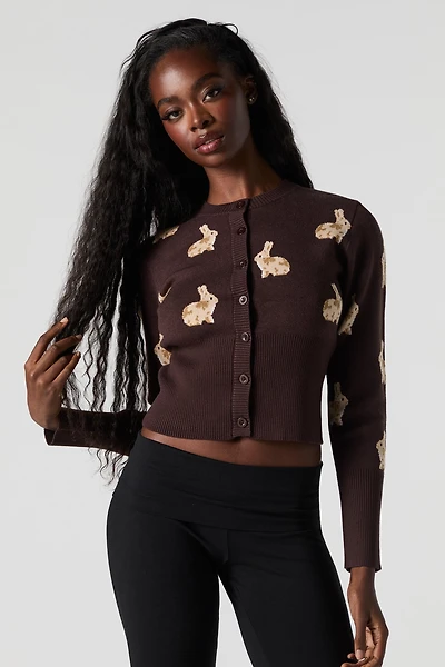 Cardigan boutonné en tricot jacquard