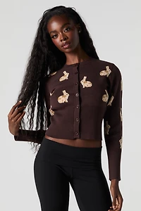 Cardigan boutonné en tricot jacquard