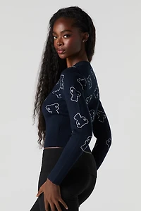 Jacquard Knit Buton-Up Cardigan