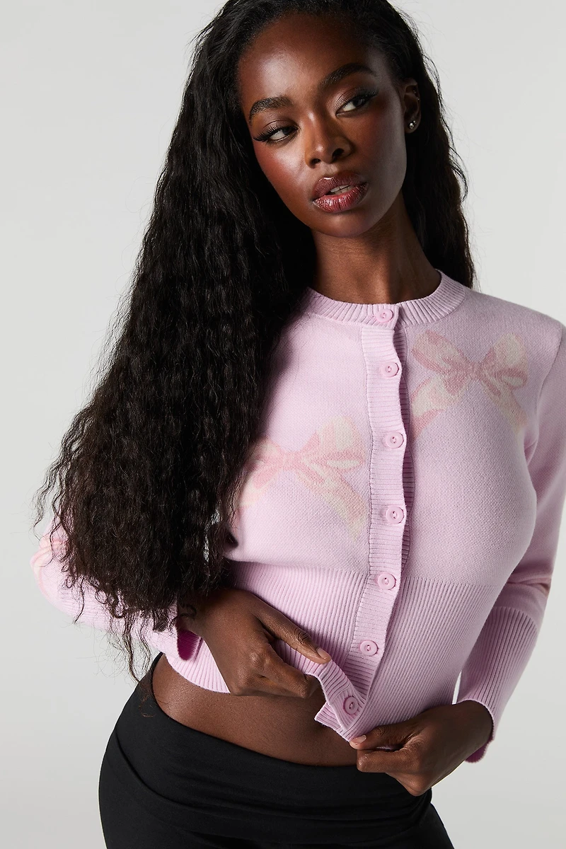 Jacquard Knit Buton-Up Cardigan