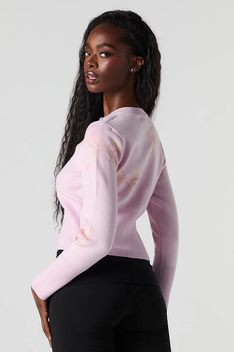 Cardigan boutonné en tricot jacquard