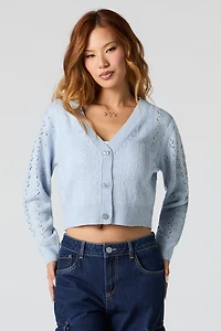 Pointelle Knit Button-Up Cardigan