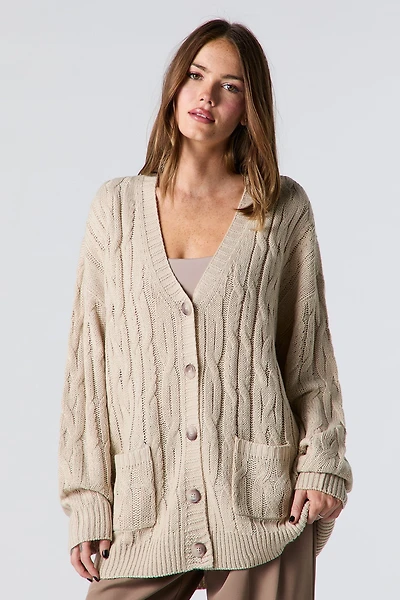 Cardigan surdimensionné en tricot torsadé