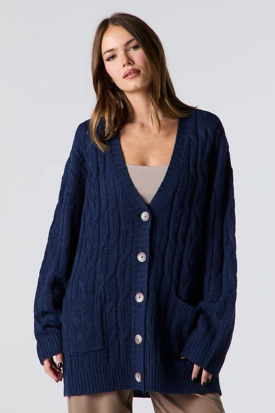 Cardigan surdimensionné en tricot torsadé