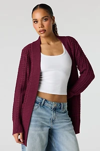 Cardigan ouvert en tricot gaufré