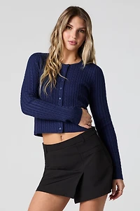 Cable Knit Button Up Cropped Cardigan