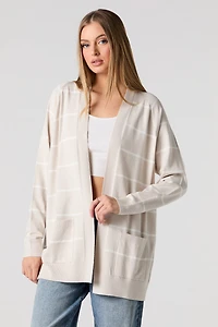 Striped Open Front Cardigan