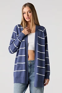 Striped Open Front Cardigan