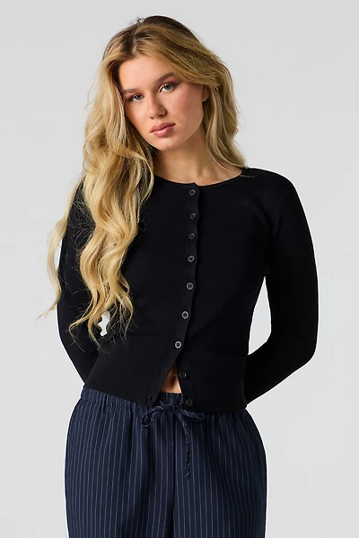 Cardigan boutonné côtelé