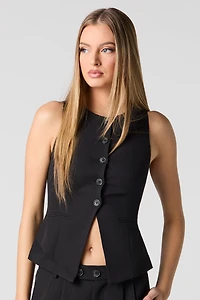 Split Hem Buttoned Vest