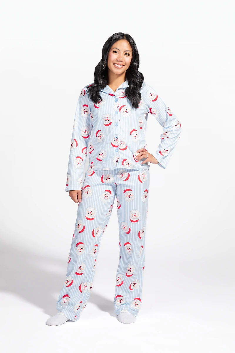 Womens Fammy Jammies Santa Flannel Pajama Set