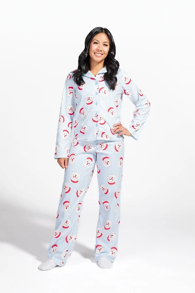 Womens Fammy Jammies Santa Flannel Pajama Set