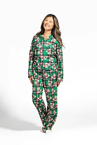 Womens Fammy Jammies Bear Flannel Pajama Set