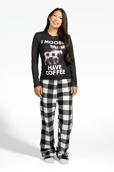 Ensemble-pyjama 2 pièces pour la famille à imprimé Moosing Around femmes