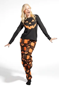 Ensemble-pyjama pour la famille à imprimé Citrouilles illuminées femmes