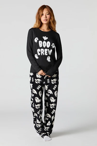 Womens Fammy Jammies Boo Crew Pajama Set