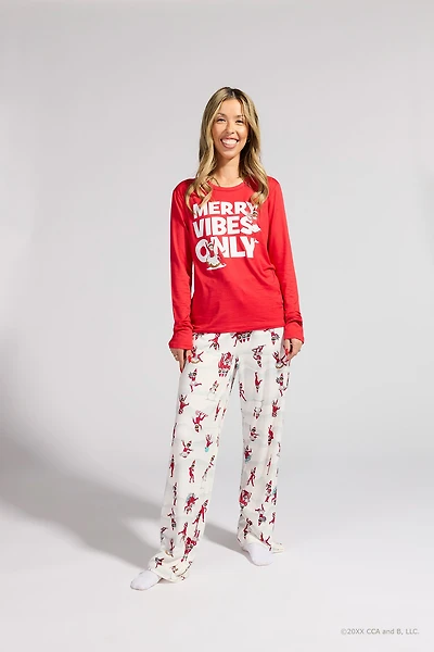 Womens Fammy Jammies Merry Vibes Elf on the Shelf Pajama Set