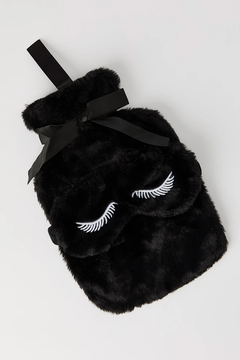 Hot Water Bottle & Eye Mask Plush Gift Set (3 Pcs)