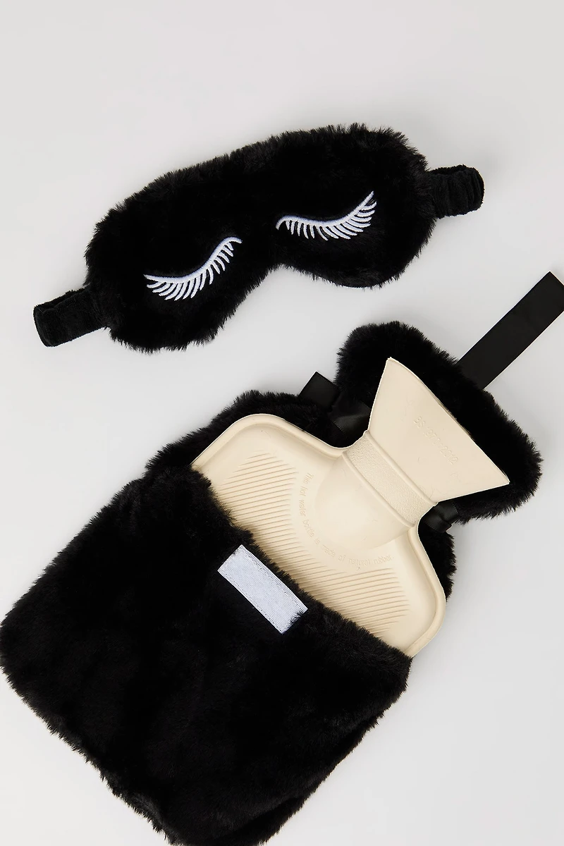 Hot Water Bottle & Eye Mask Plush Gift Set (3 Pcs)