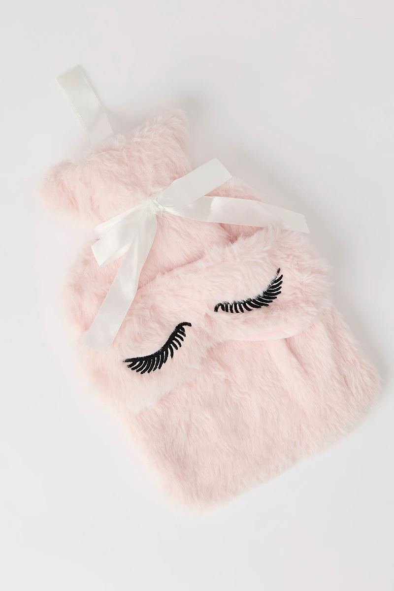 Ensemble-cadeau avec bouillotte et masque pour les yeux en peluche (Lot de 3)