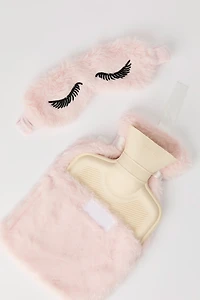 Hot Water Bottle & Eye Mask Plush Gift Set (3 Pcs)