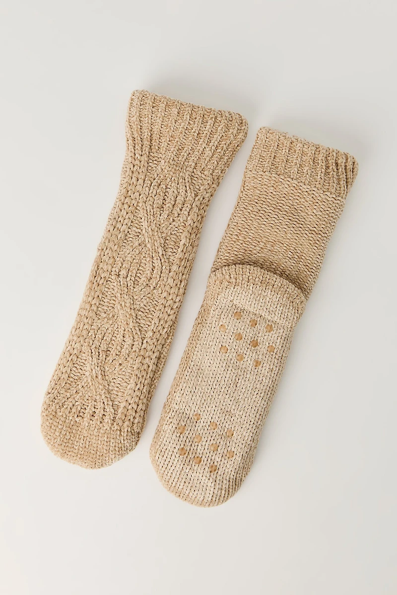 Cable Knit Slipper Socks