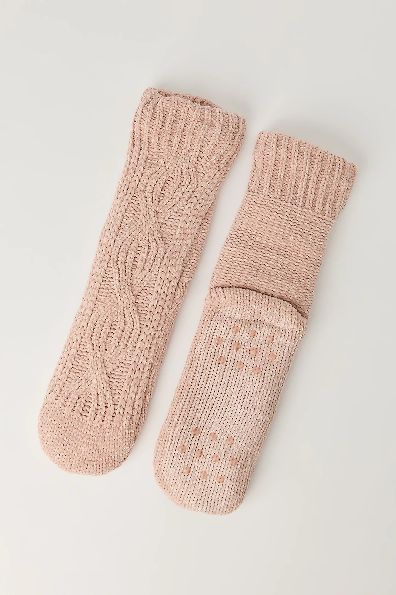 Cable Knit Slipper Socks