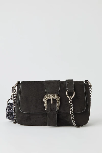 Suede Cross Body Bag with Keychain