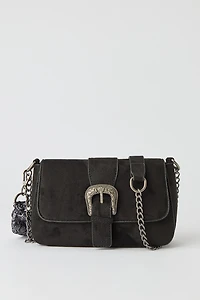 Suede Cross Body Bag with Keychain