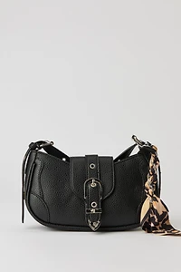 Faux Leather Belted Purse with Scarf