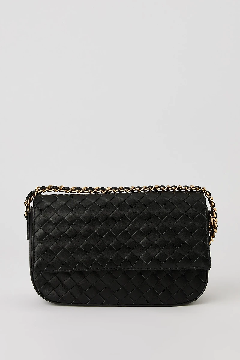 Sac à bandoulière tissé en similicuir
