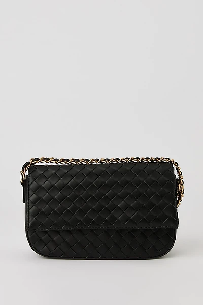 Faux Leather Woven Crossbody Purse