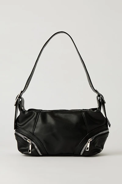 Faux Leather Zipper Hand Bag