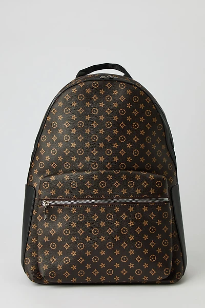Faux Leather Status Print Backpack