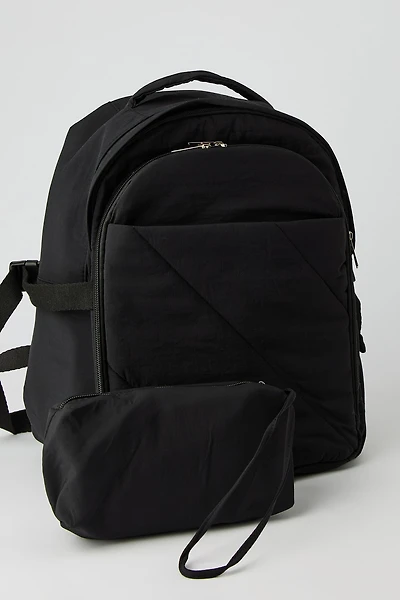 Quilted Backpack with Laptop Sleeve & Pencil Case