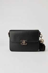Faux Leather Crossbody Purse with Keychain