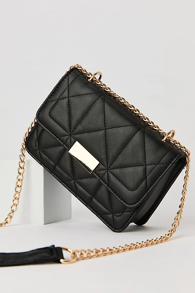 Faux Leather Quilted Crossbody Purse