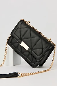 Faux Leather Quilted Crossbody Purse