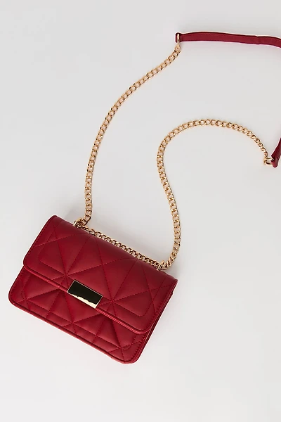 Faux Leather Quilted Crossbody Purse