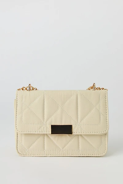 Faux Suede Quilted Crossbody Purse