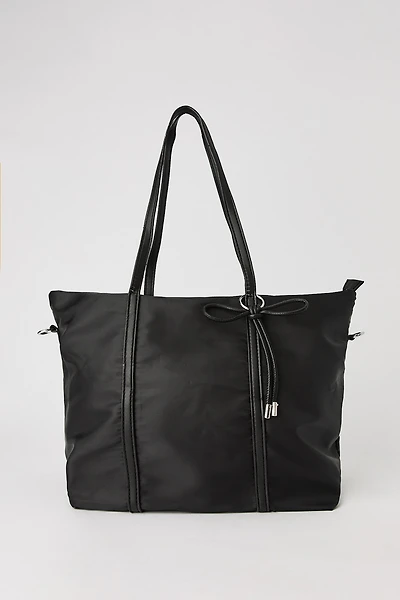 Nylon Bow Charm Tote Bag