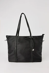 Nylon Bow Charm Tote Bag