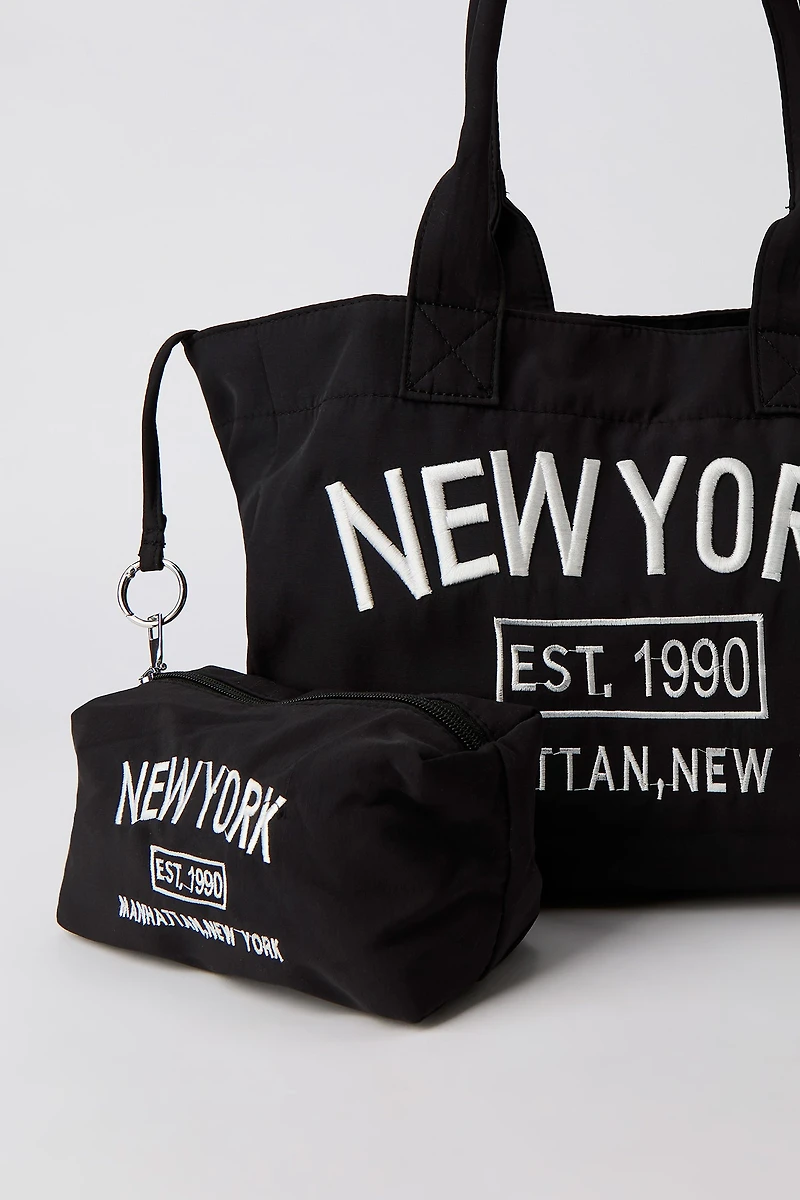 New York Tote Bag & Cosmetic Set
